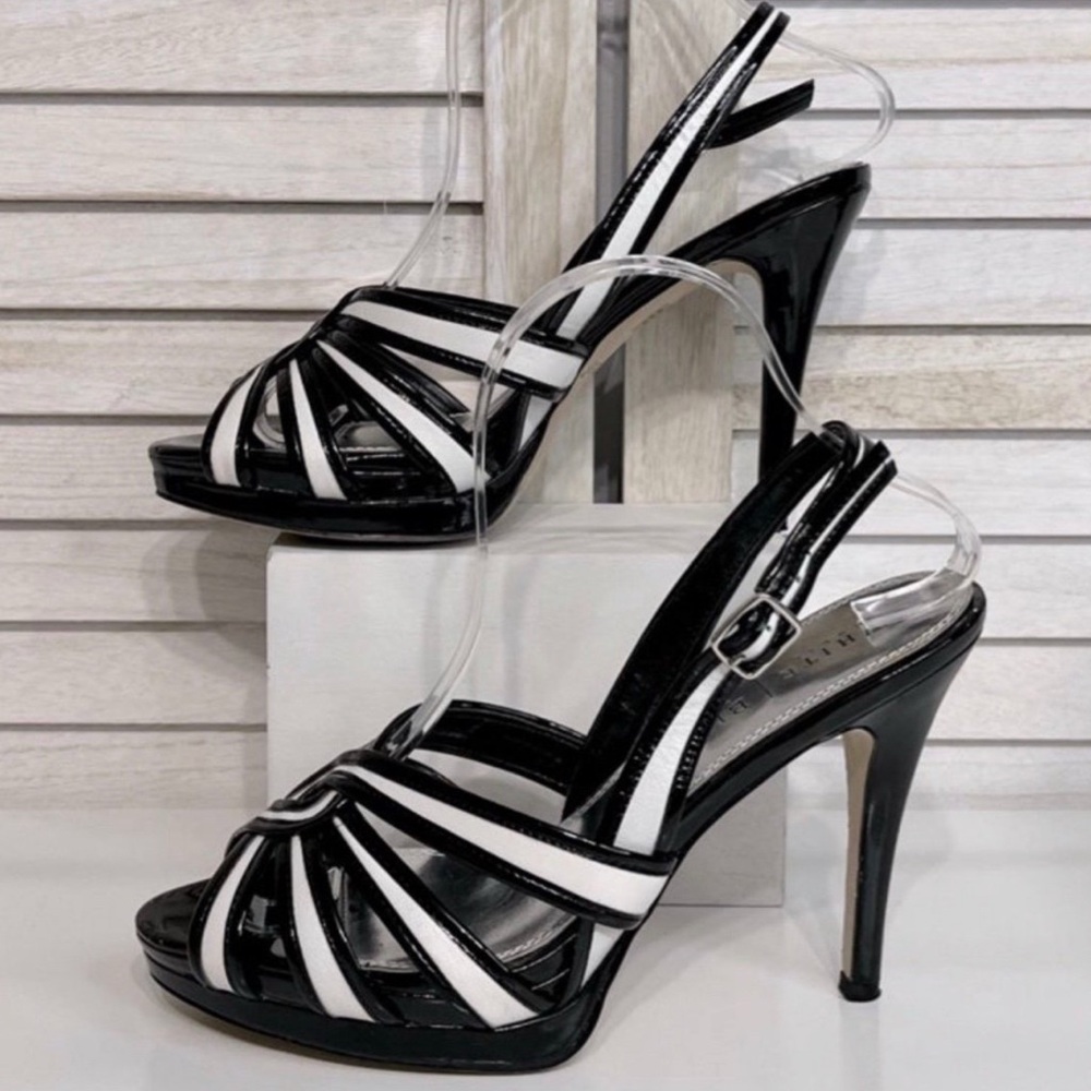 WHBM Black & White Patent Leather Heels Size 8M PRICE FIRM - Picture 5 of 11